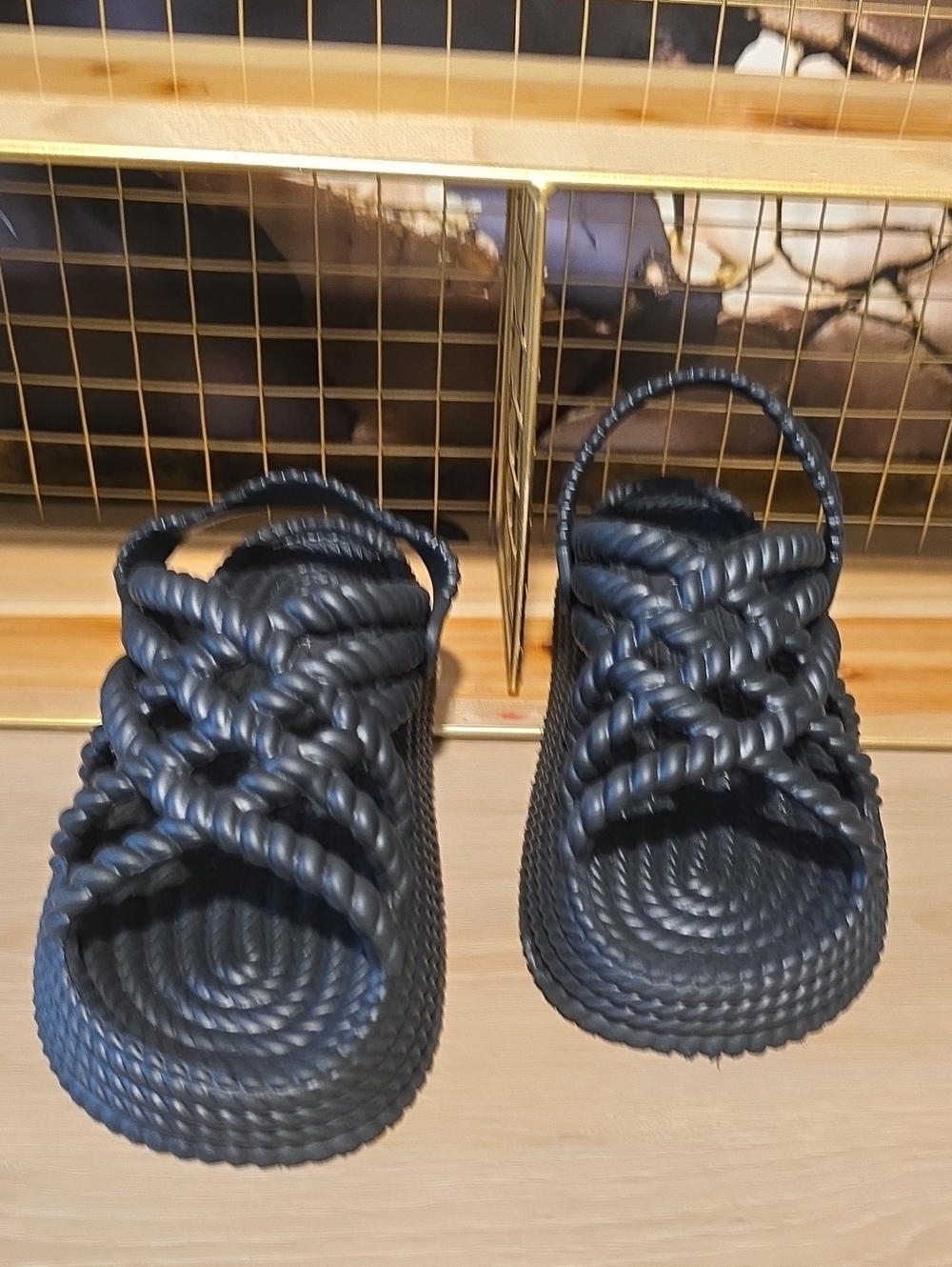 Black Braided Slide Sandals